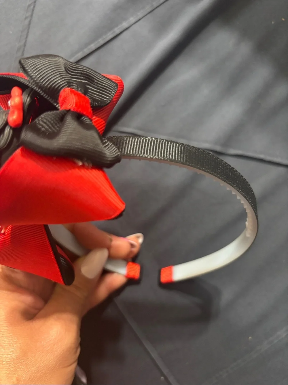 Red Bow Headband with Flower Accent - Women Accessories